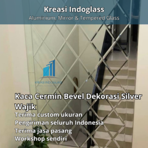 Kaca Cermin bevel Dekorasi Silver Wajik