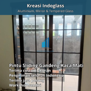 Pintu Sliding Alumunium Gandeng Kaca Mati Ornamen