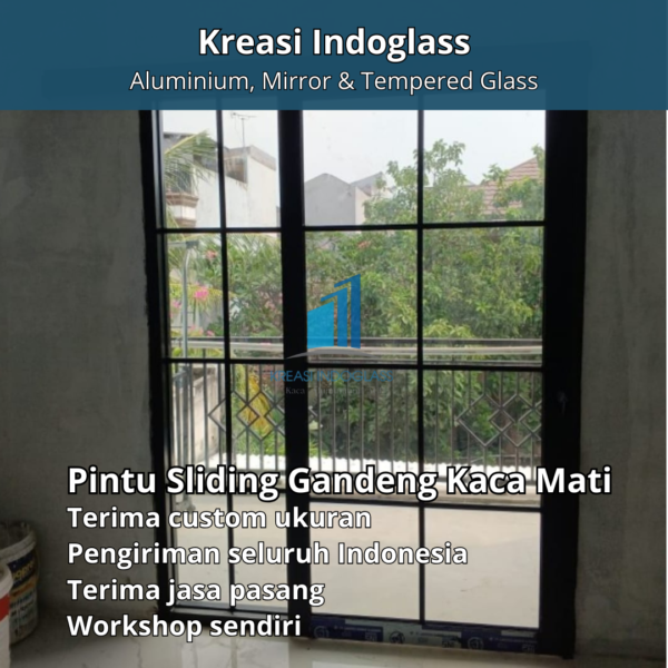 Pintu Sliding Alumunium Gandeng Kaca Mati Ornamen