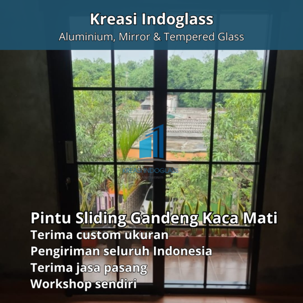 Pintu Sliding Alumunium Gandeng Kaca Mati Ornamen