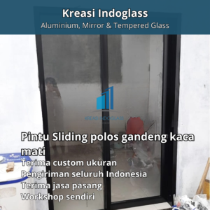 Pintu Sliding alumunium kaca polos gandeng kaca mati