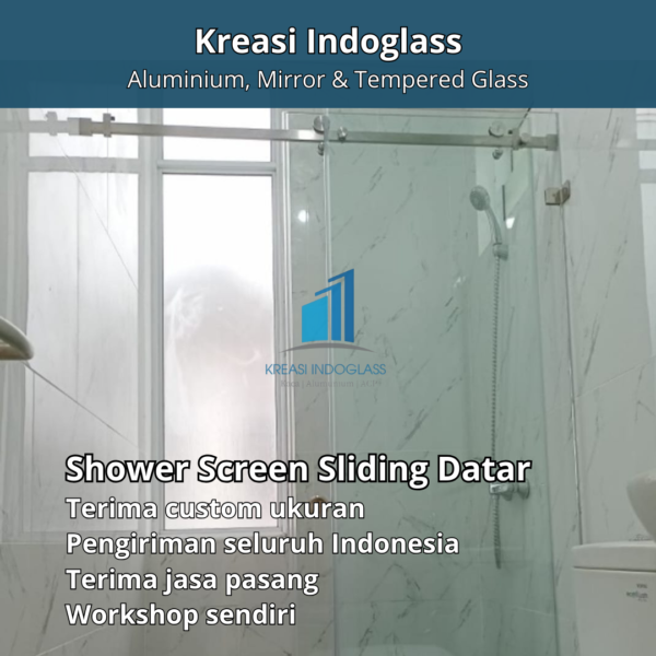 Shower Box / Kamar Mandi Kaca Tempered 10 mm Paket Sliding Single (model datar)