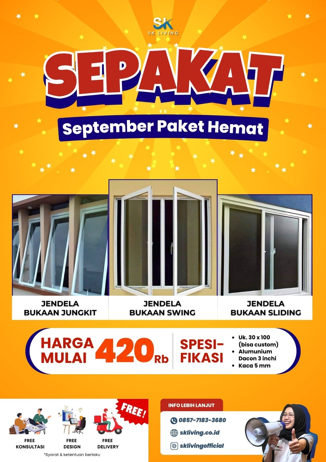 Promo jendelan alumunium custom sk living