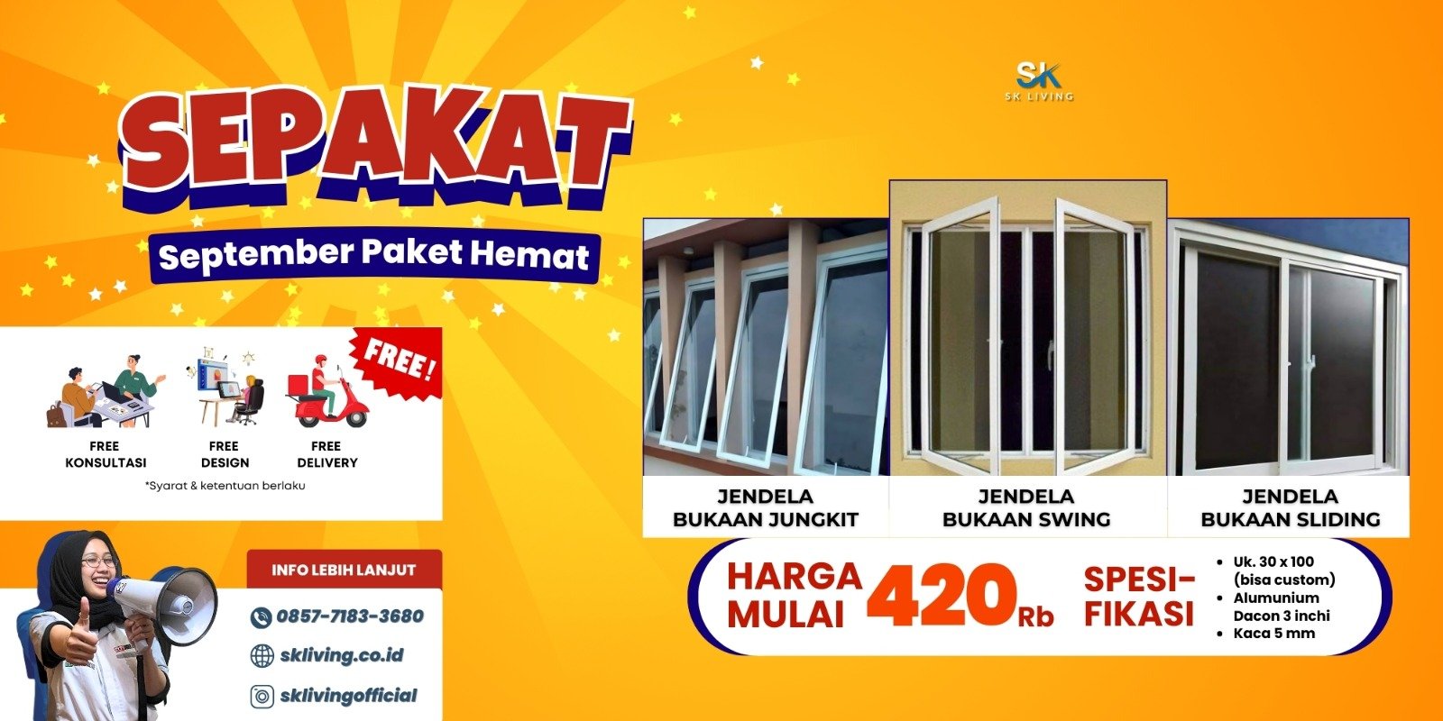 Promo jendela alumunium custom sk living